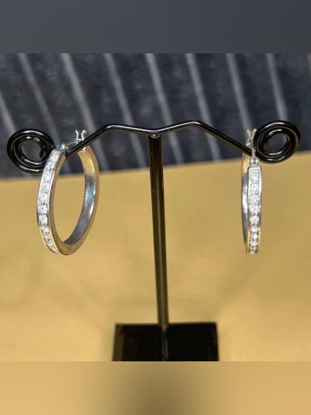 Givenchy Silver Pavé Hoop Earrings - Sparkling Clear Crystals